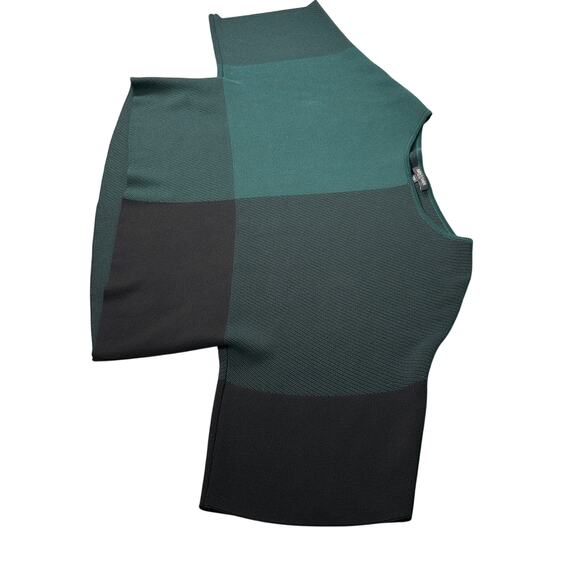 Eileen Fisher Cropped Green Colorblock Pullover Sweater Batwing Sleeve Sz PP - Picture 11 of 16